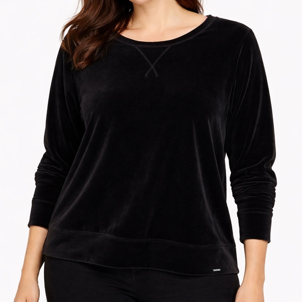 Andrew Marc Long Sleeve Velour Sweatshirt